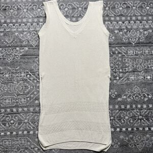 Cupshe Tunic Knit Tank Top Swimsuit Coverup  Medium Tan Beige High Side Slits